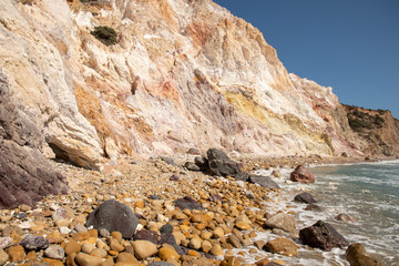 beach and rocks on Milos island, Greece