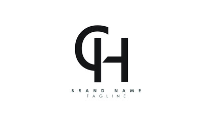 Alphabet letters Initials Monogram logo CH HC, C and H, Alphabet Letters CH minimalist logo design in a simple yet elegant font, Unique modern creative minimal circular shaped fashion brands