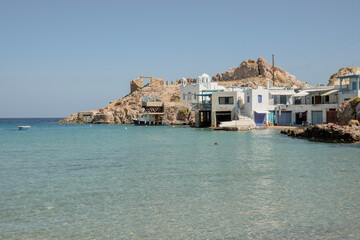 Fototapeta na wymiar small fishing village on Milos island, Greece