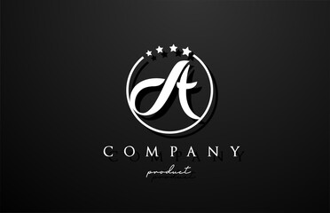 A alphabet letter logo for corporate and company in black and white color. Design with circle and star. Can be used for a luxury brand
