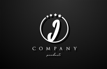 I alphabet letter logo for corporate and company in black and white color. Design with circle and star. Can be used for a luxury brand