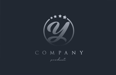 Y blue grey alphabet letter logo for corporate and company. Design with circle and star. Can be used for a luxury brand