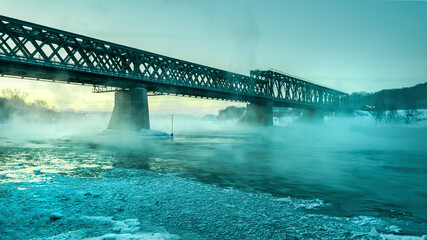 Winter cold morning in Kaunas, Lithuania.