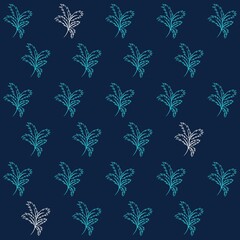 Illustration pattern leaves in navy background for fashion design or other products