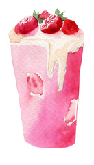 Watercolor illustration delicious strawberry milkshake