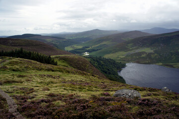 Panoramic view of the Cloghoge River Valley, Wicklow Mountains, Ireland.