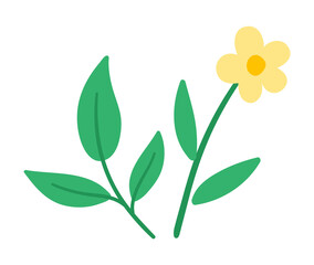 Vector flower icon. First blooming plants illustration. Floral clip art. Cute flat spring abstract greenery isolated on white background..