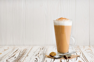 cup of cappuccino on table