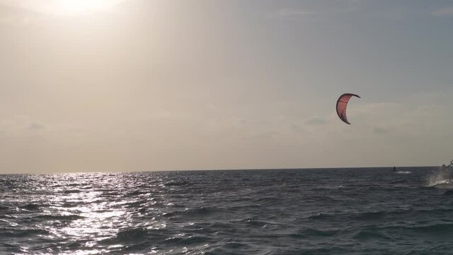 kite surfing in the sea