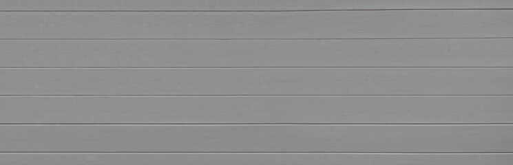 Naklejka na ściany i meble Grey wooden texture background. Copy space, text place. Wood finish material shop. Natural banner. Painted plank timber. Wall lining. Rustic mockup. Indoor interior. Horizontal lines. Pantone color