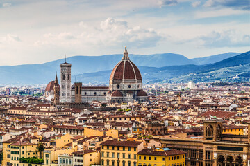 Fototapeta na wymiar Panorama of Florence, view from above, Italy