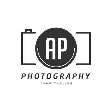 AP Letter Logo Design with Camera Icon, Photography Logo Concept