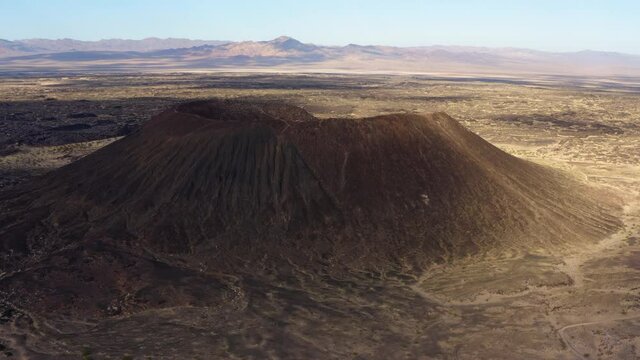 Amazing Amboy Crater aerial footage on beautiful day. Drone.