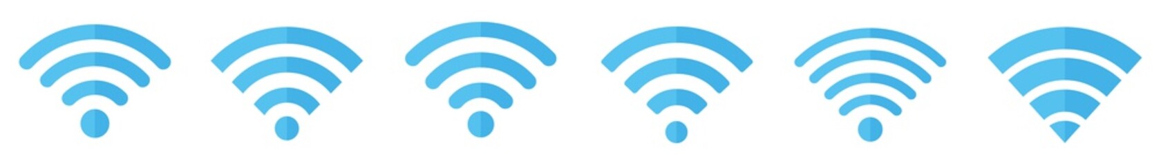 Wireless and wifi icon set. Internet access Connection. Wi-fi signal various shapes symbol. Vector illustration.