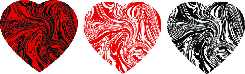 Set of acrylic hearts in different colors. Design element for love concept. Suitable for cover, postcard, presentation, invitation, flyer, poster and business card decoration, packaging design. Vector