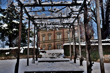 Colombipark in Freiburg with snow