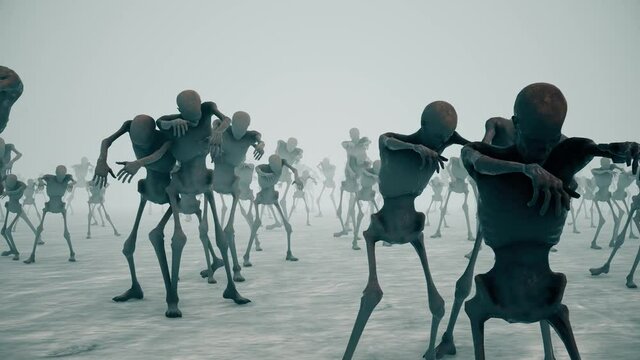 Scary Zombies crowd Walking 4k. High quality 4k footage