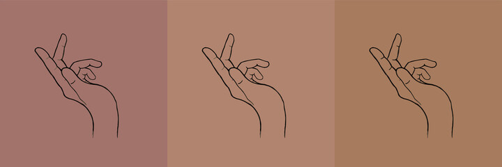 Hands outline aesthetics icons set, boho style, outline,