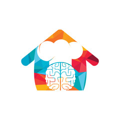Smart chef vector logo design concept. Brain and chef hat with home icon.