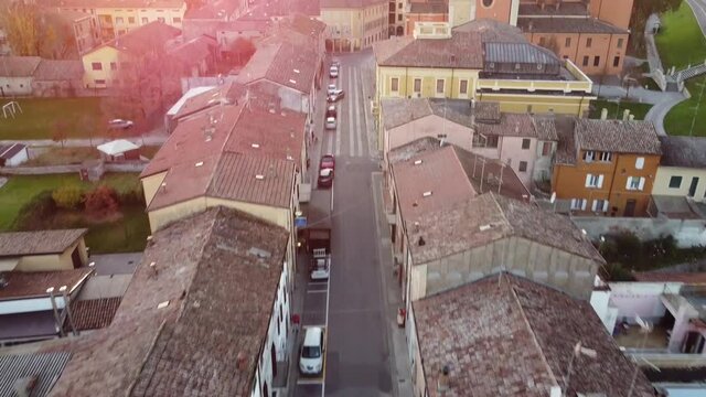 aerial view of the cathedral of Boretto Italy