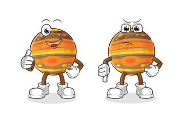 jupiter thumbs up and thumbs down cartoon. cartoon mascot vector