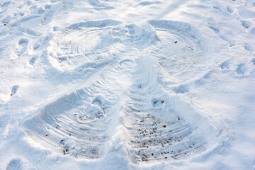 Close up of snow angel