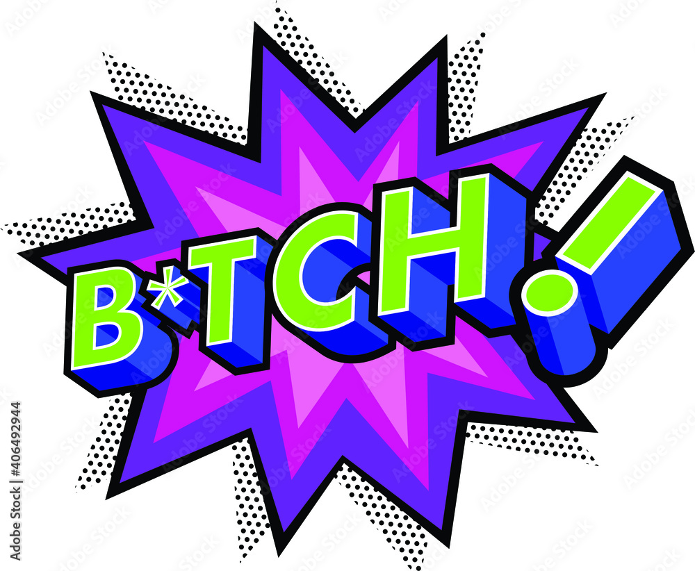Fototapete bitch effect with halftone in comic book style. vector design element. retro sticker. global colors 