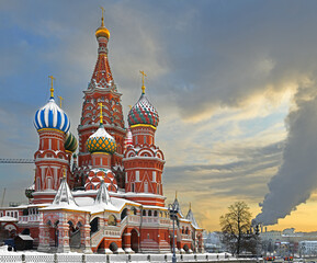 Cathedral of Vasily Blessed (Saint Basil's Cathedral) 1555-1561, Cathedral of Intercession of Most Holy Theotokos on Moat, in winter