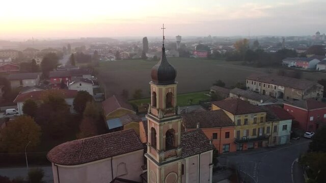 aerial view of the cathedral of Boretto Italy