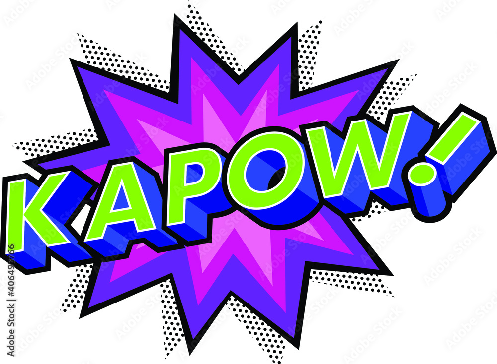 Fototapete kapow effect with halftone in comic book style. vector design element. retro sticker. global colors 