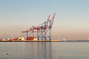 Obraz premium Container terminal on the Black Sea coast in Odessa