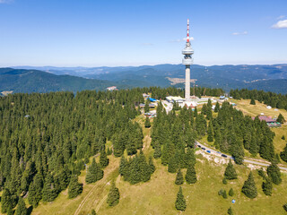 Obraz premium Rhodope Mountains and Snezhanka tower, Bulgaria