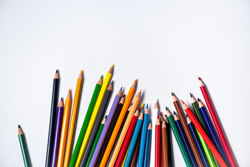 Fototapeta premium Assortment of colored pencils/Colored Drawing Pencils/Colored drawing pencils in a variety of colors