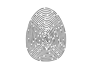 Fingerprint on white background. Contour curved lines of identification and biometric security trace taking fingerprints scene vector crime.