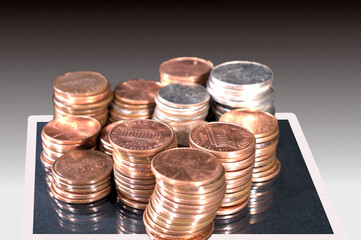 3D stack of US coins
