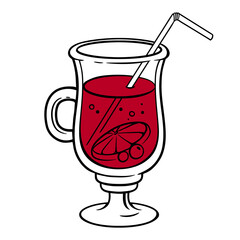 red cocktail in a shaped glass