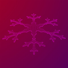 Snowflake winter Christmas falling snow Wireframe low poly mesh vector illustration