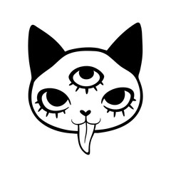 cute cartoon witchcraft decorated cat head