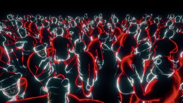 neon dancing santas in a party with dark background 4k. High quality 4k footage