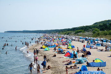 The beach at Koserow on the island of Usedom in summer. - obrazy, fototapety, plakaty