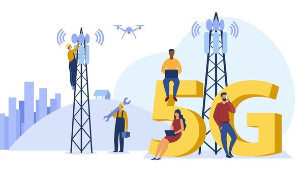 5g technology and communication concept.