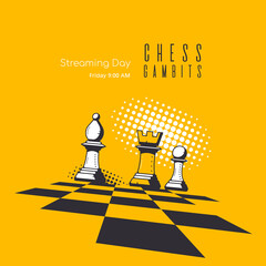 Modern Trendy Banner Template for Chess Streaming - obrazy, fototapety, plakaty