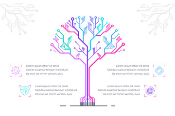 Infographic Template with PCB tree on white background