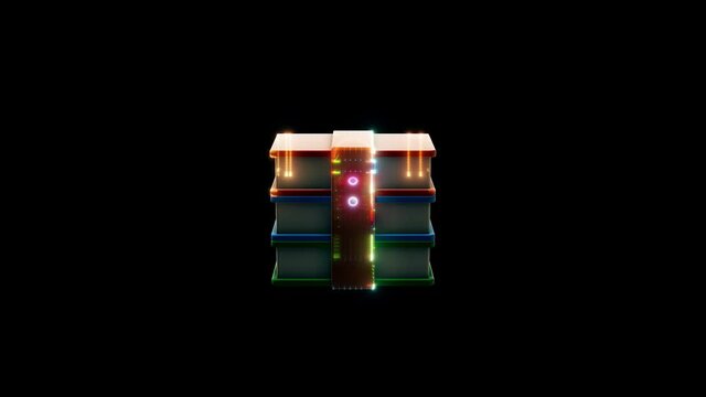 Zip Archive 3d icon with abstract colorfull lines 4k. High quality 4k footage