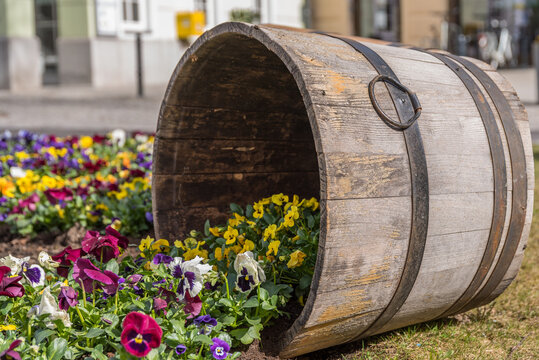 originelle Gartengestaltung mit Holzbottich