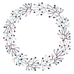 Vector ornamental autumn isolated floral vignette botanical design garland of branches with dots