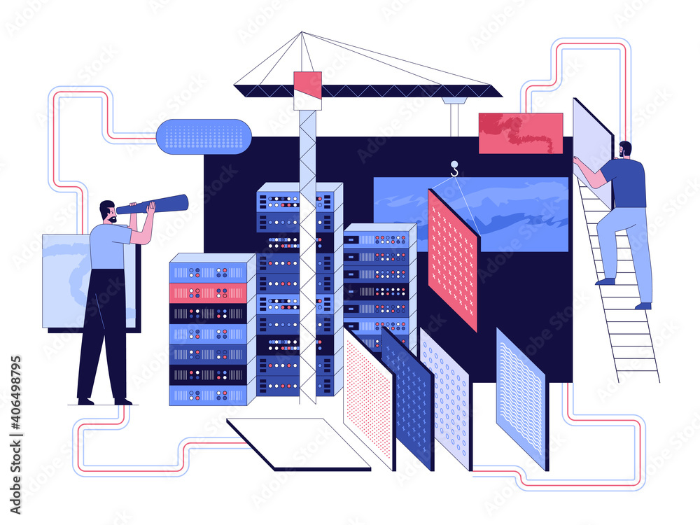 Wall mural engineers team maintains server, building database