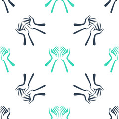 Green Hands icon isolated seamless pattern on white background. Vector.