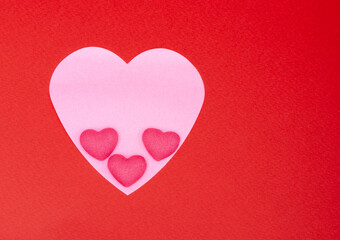 pink hearts on red background