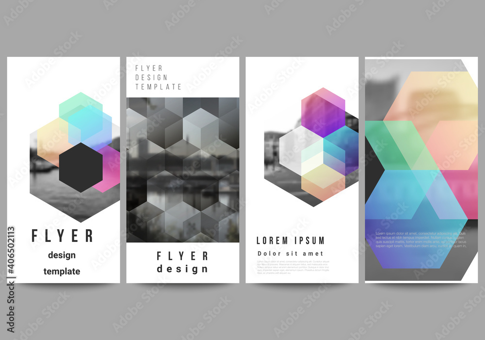 Canvas Prints vector layout of flyer, banner design templates with colorful hexagons, geometric shapes, tech backg